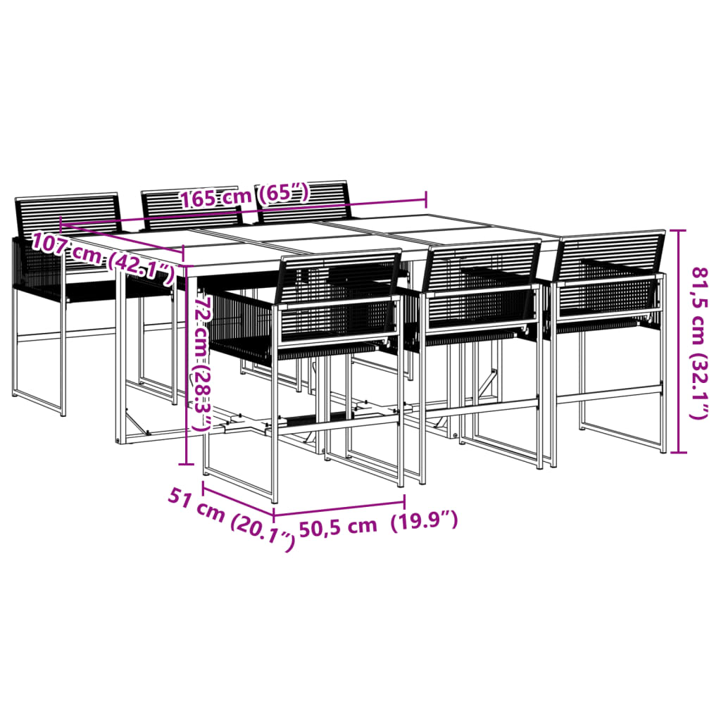 7-delige Tuinset poly rattan zwart