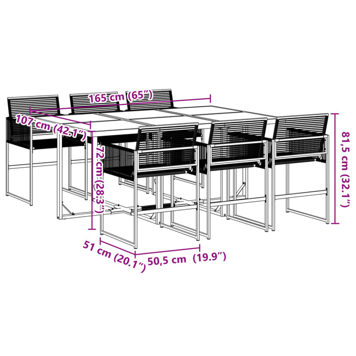 7-delige Tuinset poly rattan zwart