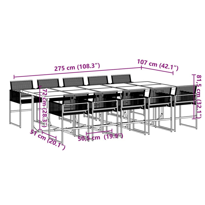 11-delige Tuinset poly rattan zwart