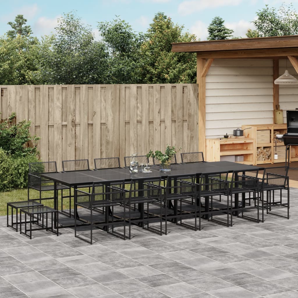 17-delige Tuinset poly rattan zwart