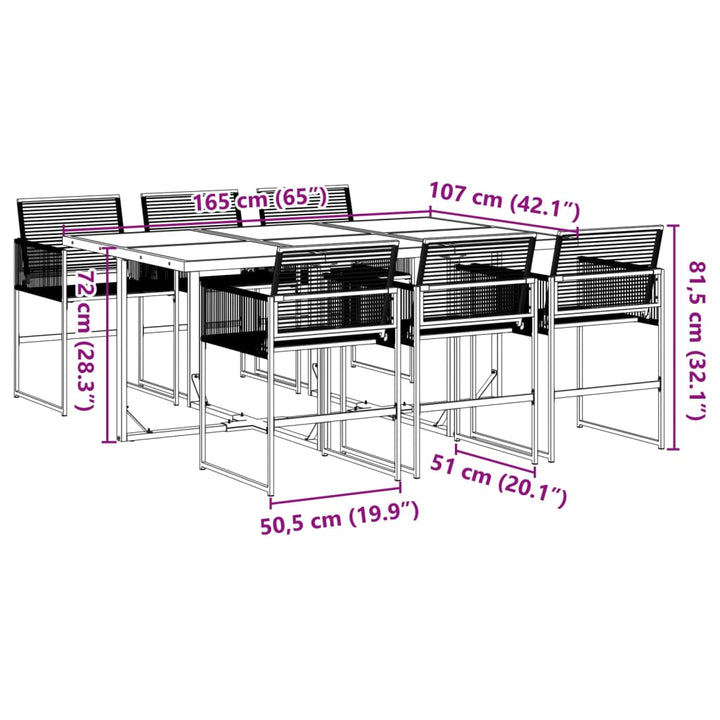 7-delige Tuinset poly rattan zwart