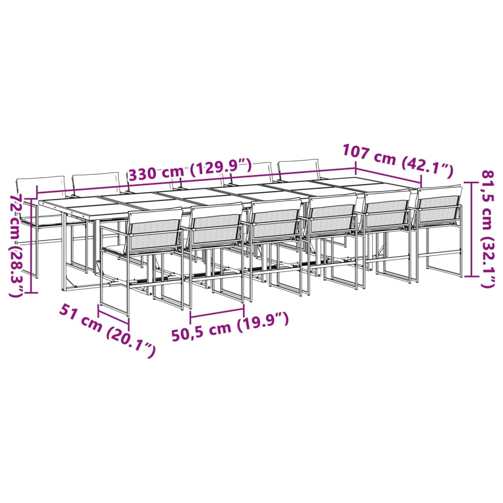 13-delige Tuinset met kussens textileen wit