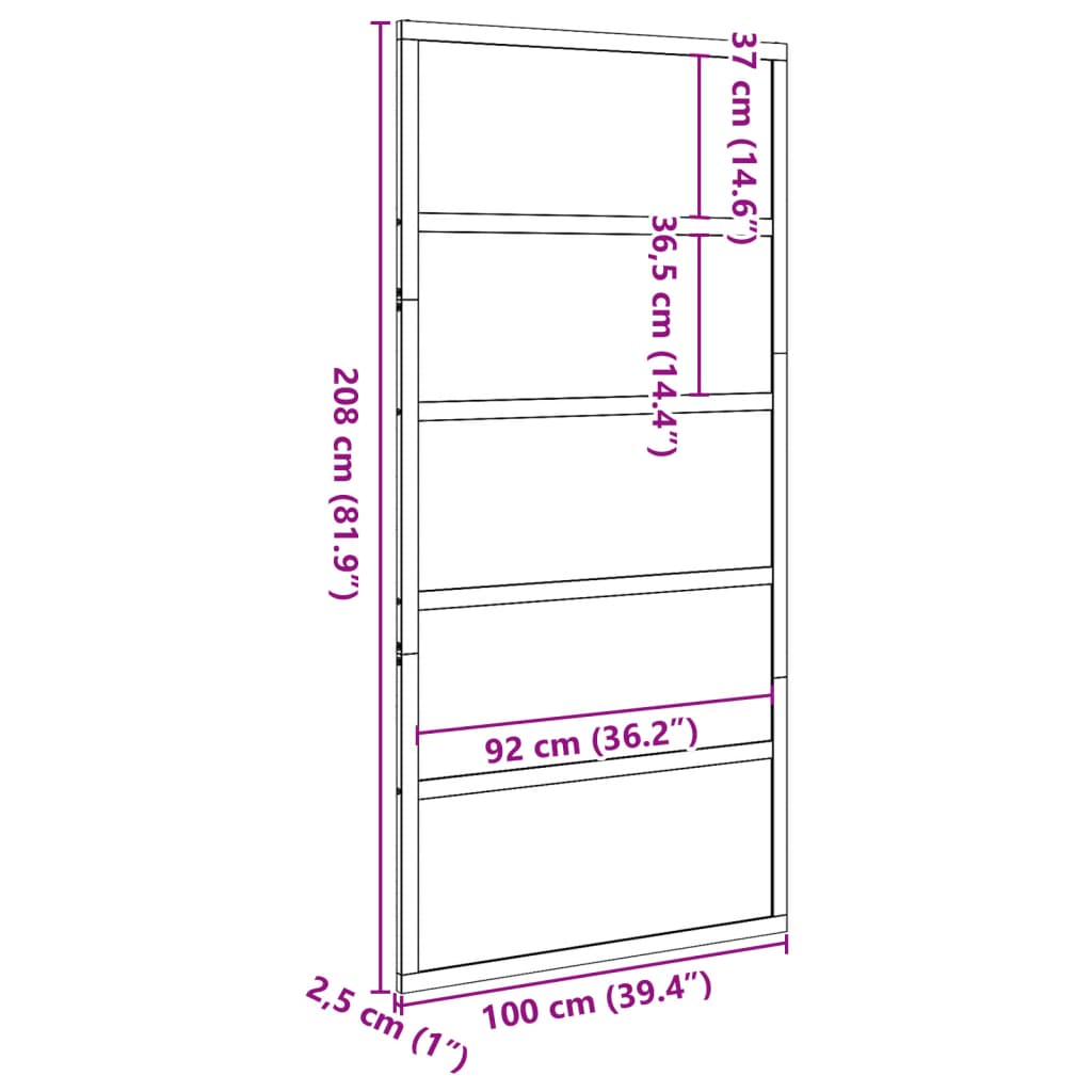 Schuifdeur 100x208 cm massief grenenhout