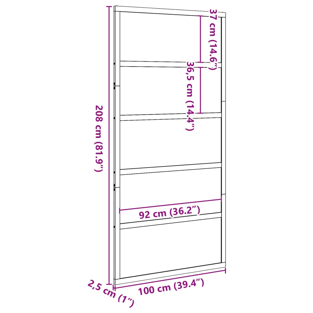 Schuifdeur 100x208 cm massief grenenhout wit