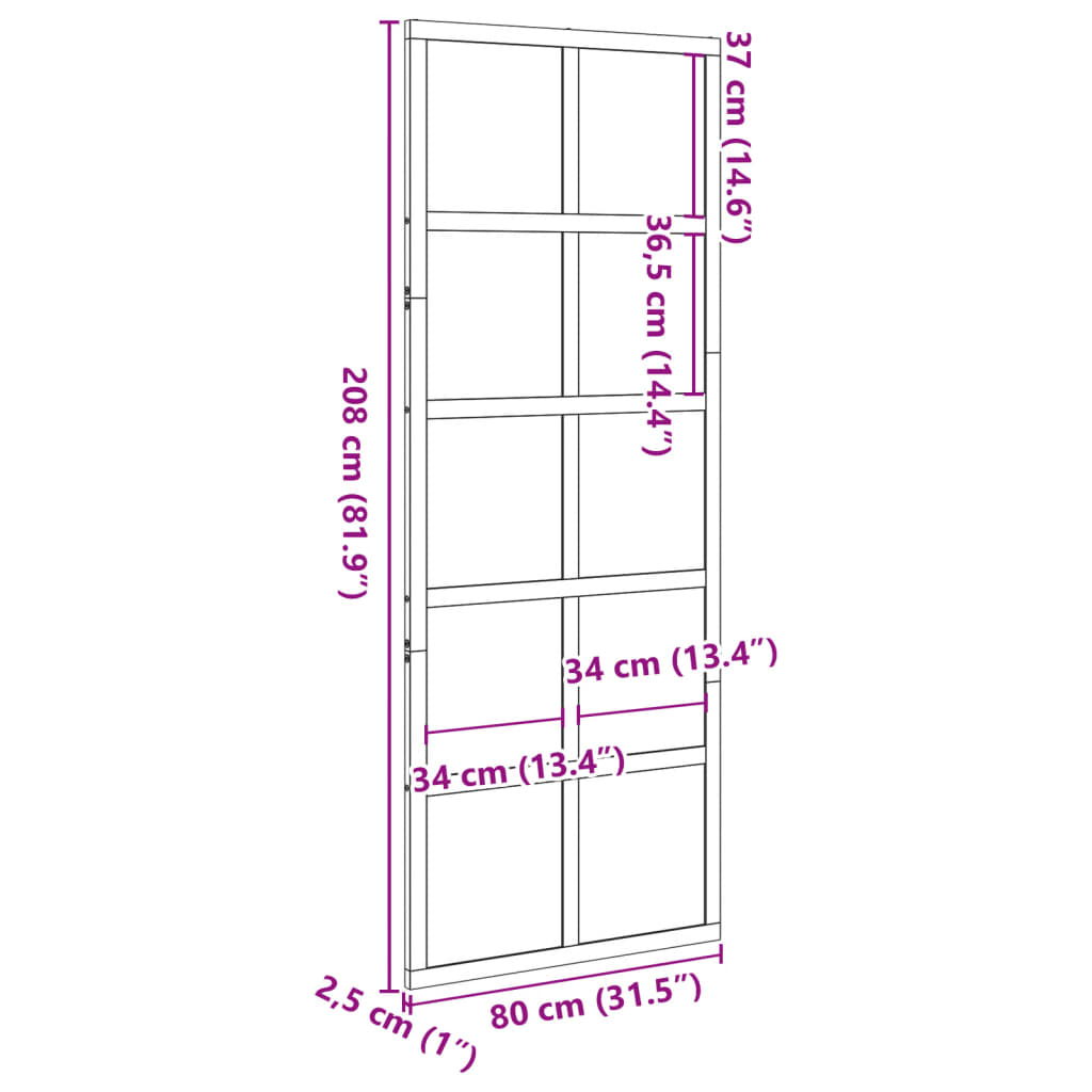 Schuifdeur 80x208 cm massief grenenhout wasbruin