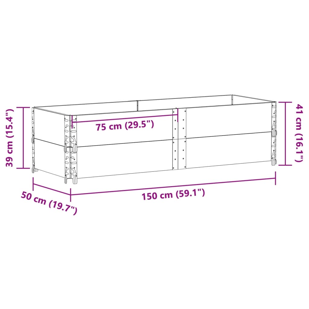 Plantenbak 150x50 cm massief grenenhout zwart