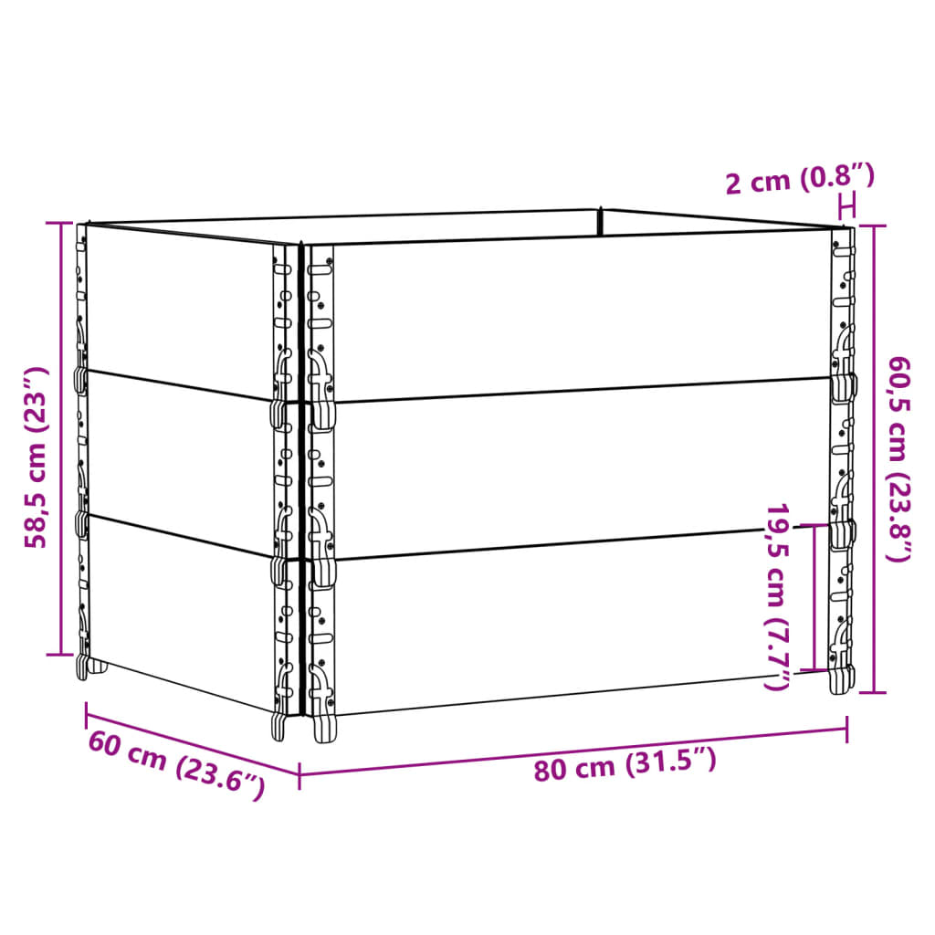 Plantenbak 80x60 cm massief grenenhout zwart