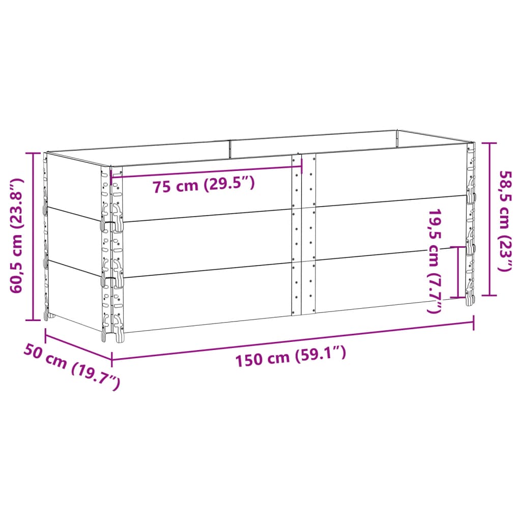 Plantenbak 150x50 cm massief grenenhout zwart