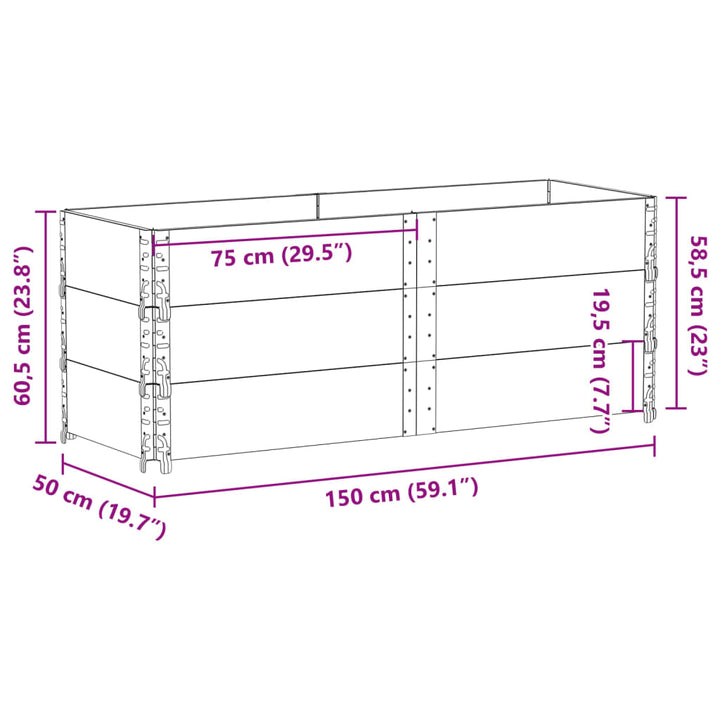 Plantenbak 150x50 cm massief grenenhout grijs