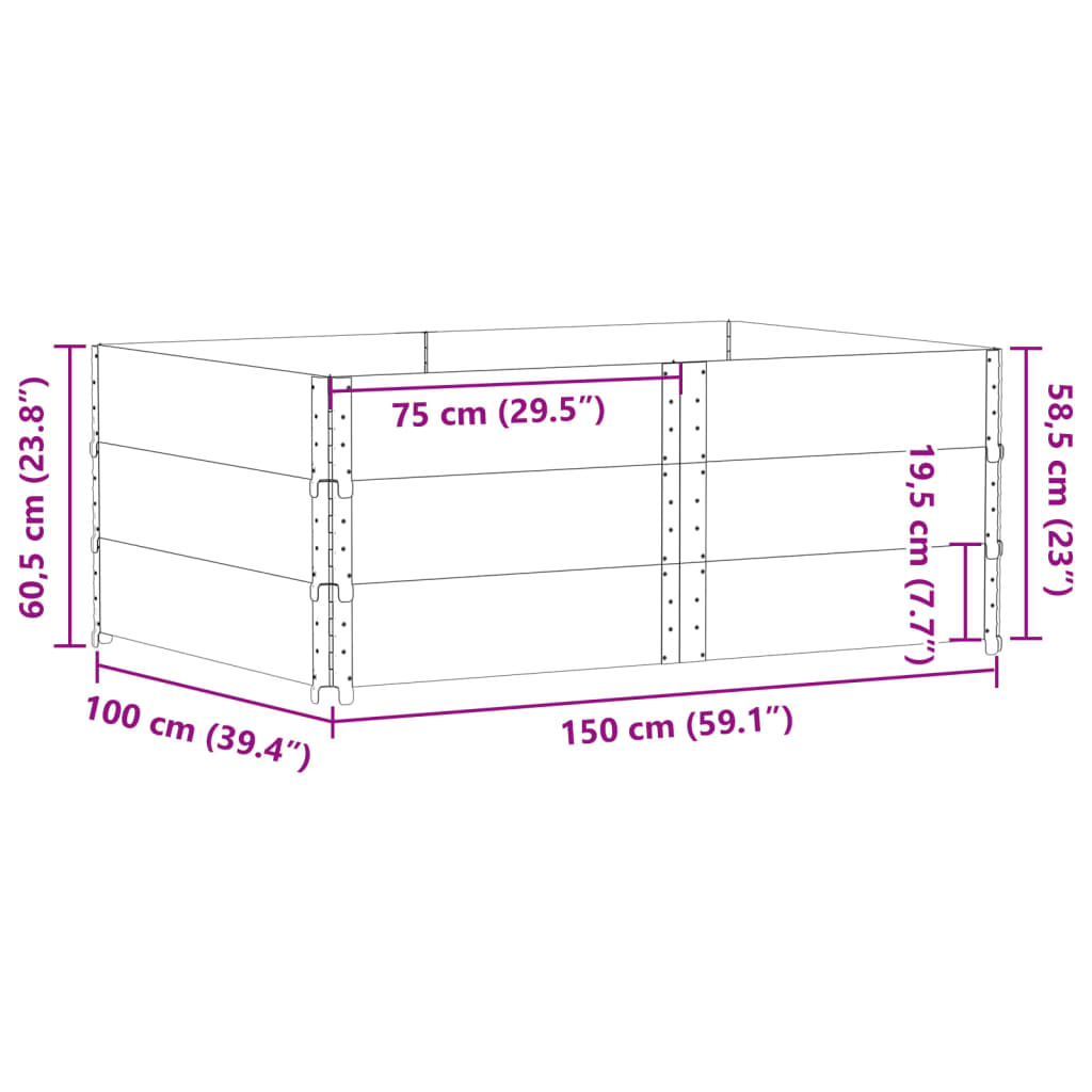 Plantenbak 150x100 cm massief grenenhout zwart