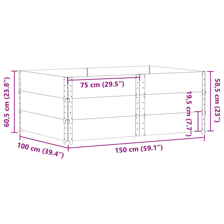 Plantenbak 150x100 cm massief grenenhout zwart