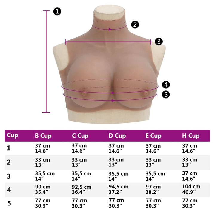 Borstprothese H-cup silicone tan