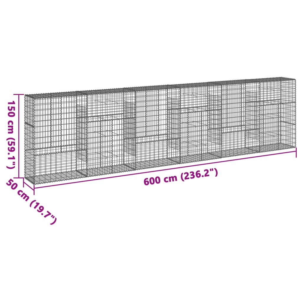 Schanskorf 600x50x150 cm gegalvaniseerd ijzer zilverkleurig