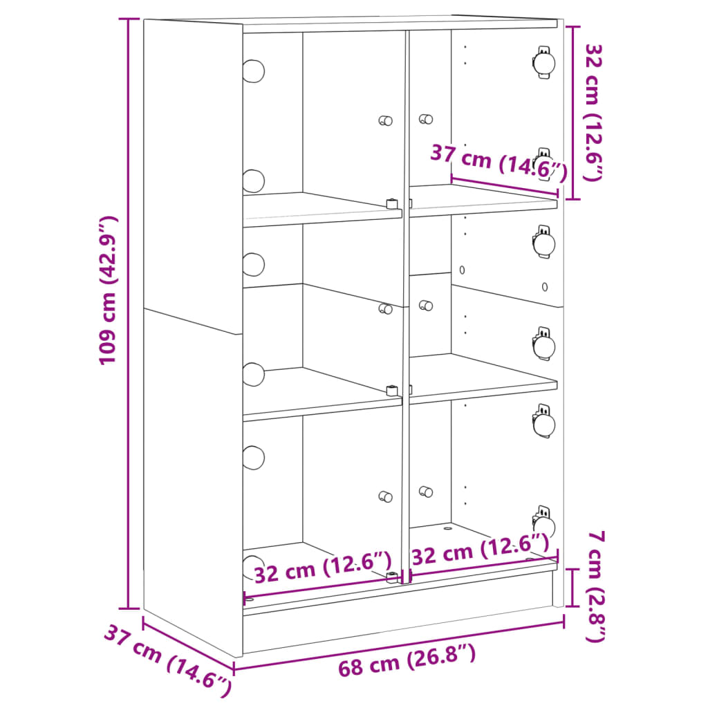 Hoge kast met deuren 68x37x109 cm bewerkt hout wit