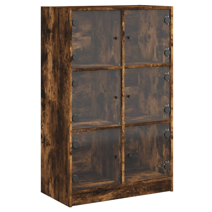 Hoge kast met deuren 68x37x109 cm bewerkt hout gerookt eiken