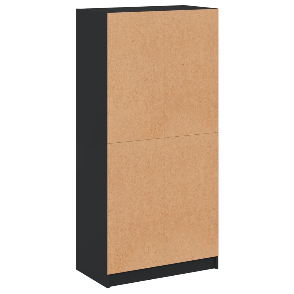 Hoge kast met deuren 68x37x142 cm bewerkt hout zwart