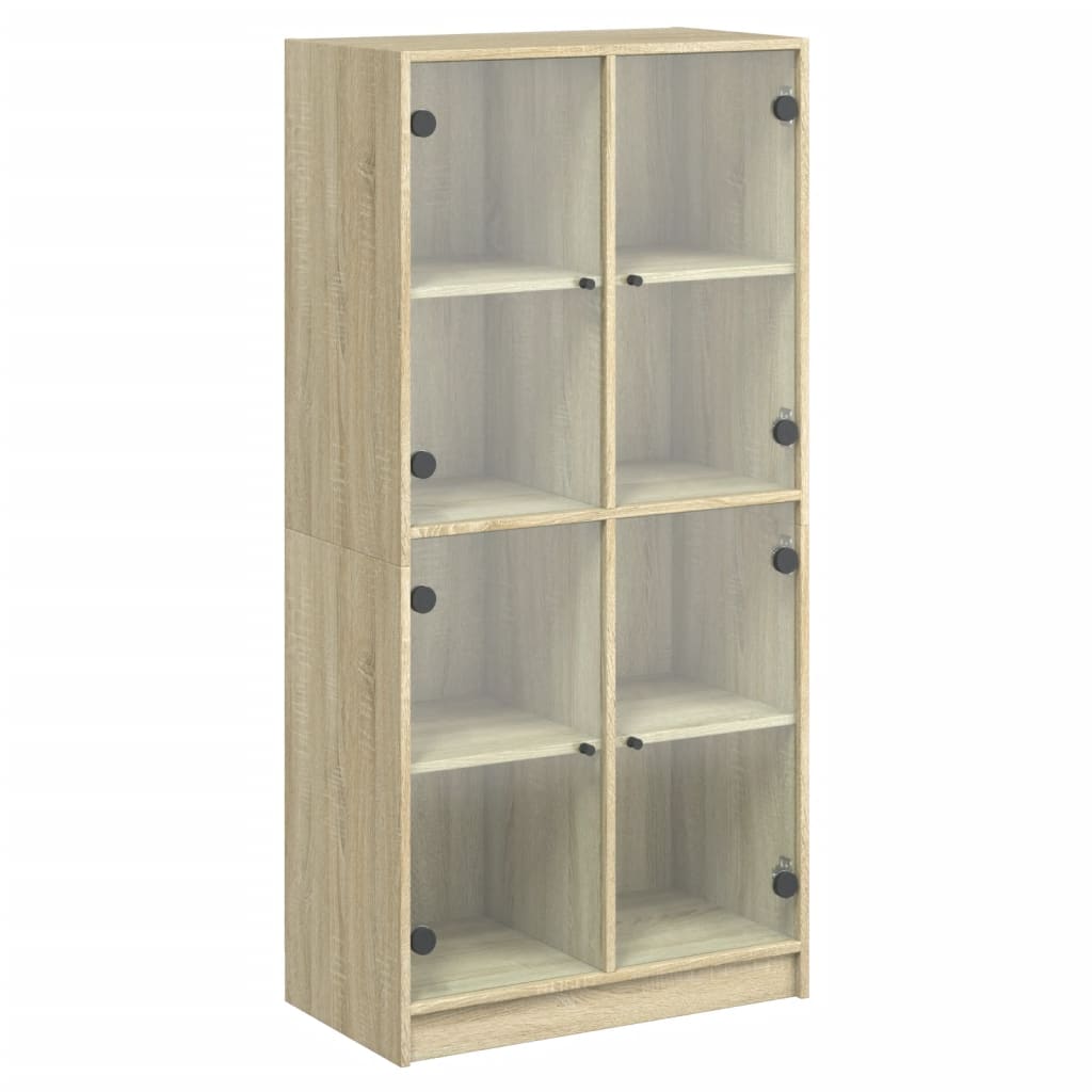 Hoge kast met deuren 68x37x142 cm bewerkt hout sonoma eiken