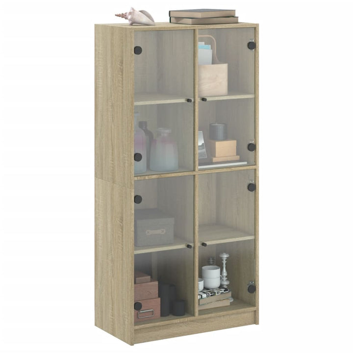 Hoge kast met deuren 68x37x142 cm bewerkt hout sonoma eiken