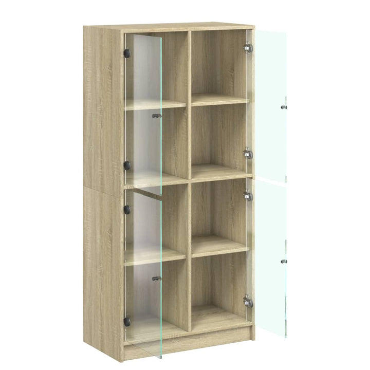 Hoge kast met deuren 68x37x142 cm bewerkt hout sonoma eiken