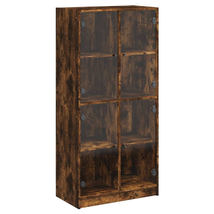 Hoge kast met deuren 68x37x142 cm bewerkt hout gerookt eiken