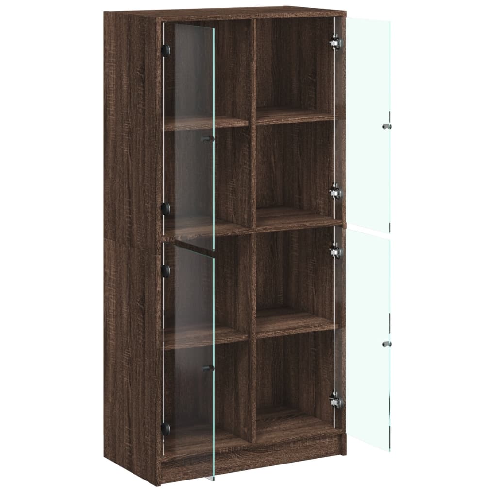 Hoge kast met deuren 68x37x142 cm bewerkt hout bruin eikenkleur