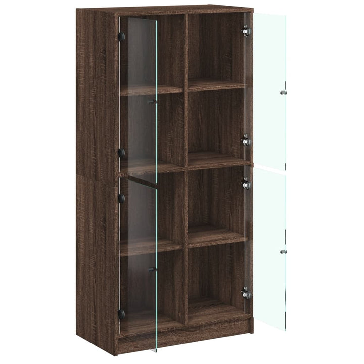 Hoge kast met deuren 68x37x142 cm bewerkt hout bruin eikenkleur