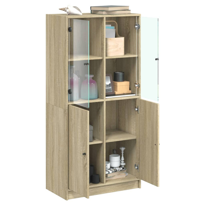 Hoge kast met deuren 68x37x142 cm bewerkt hout sonoma eiken