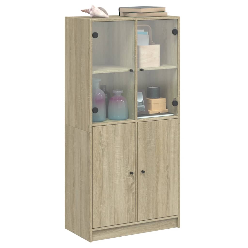 Hoge kast met deuren 68x37x142 cm bewerkt hout sonoma eiken