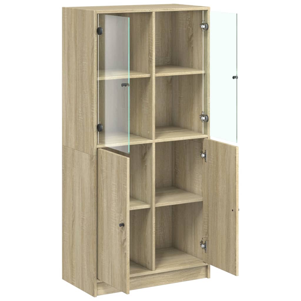 Hoge kast met deuren 68x37x142 cm bewerkt hout sonoma eiken