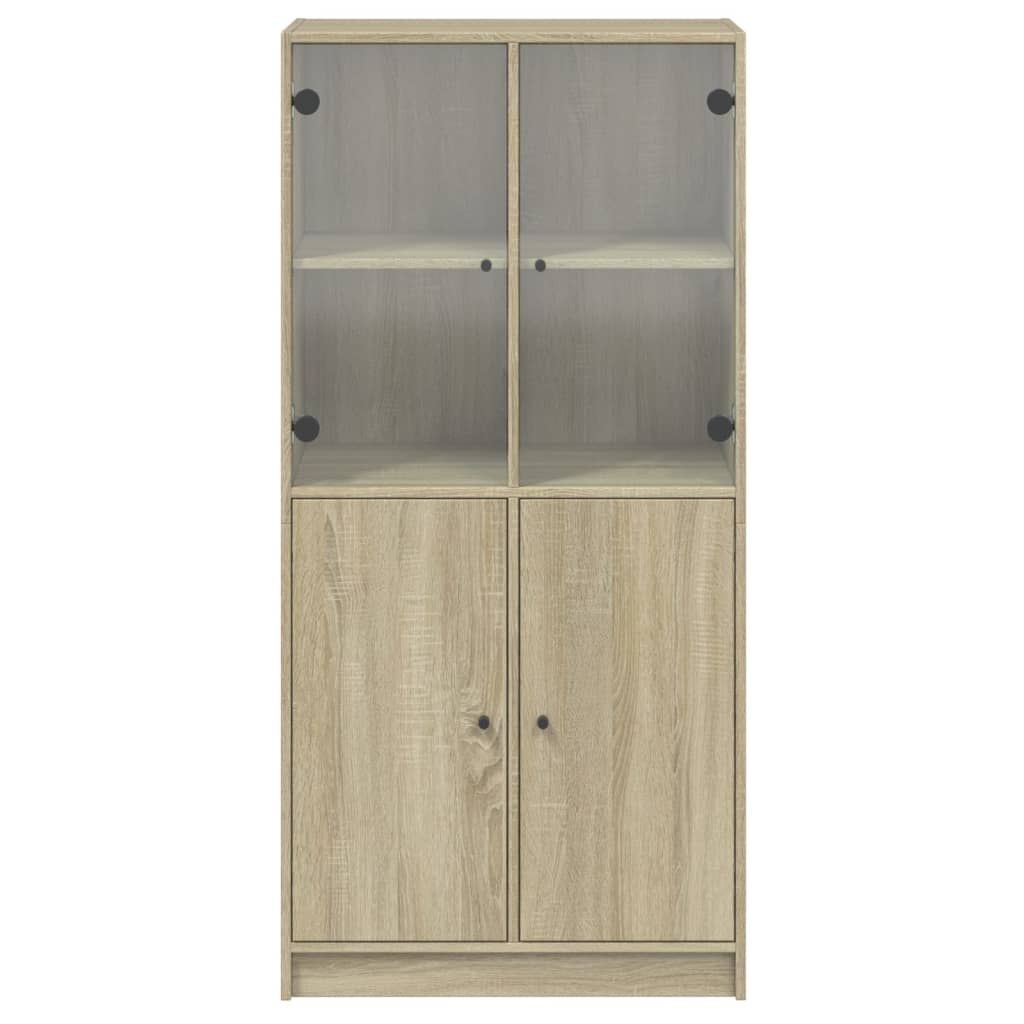 Hoge kast met deuren 68x37x142 cm bewerkt hout sonoma eiken