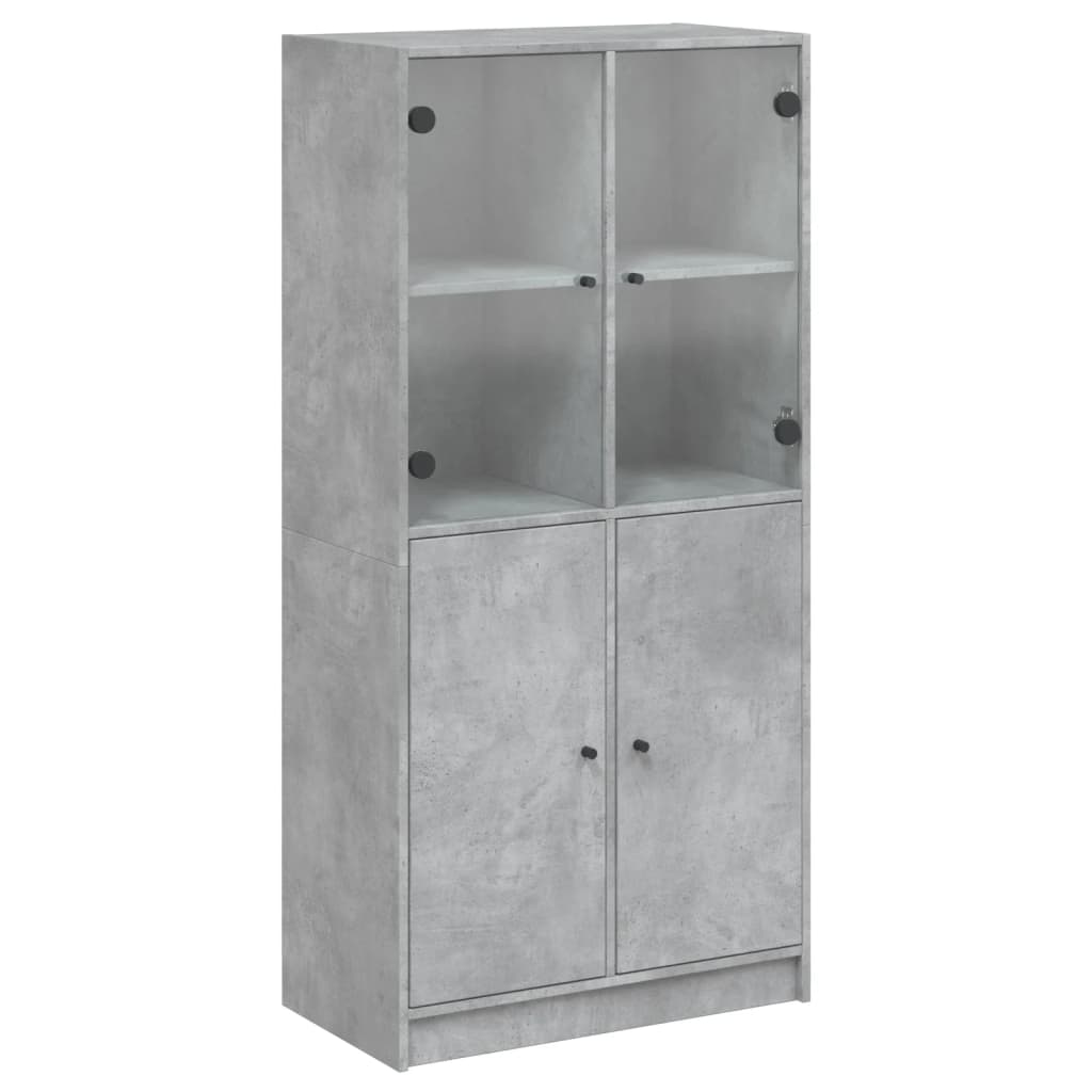 Hoge kast met deuren 68x37x142 cm bewerkt hout betongrijs