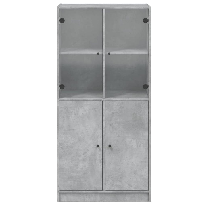 Hoge kast met deuren 68x37x142 cm bewerkt hout betongrijs