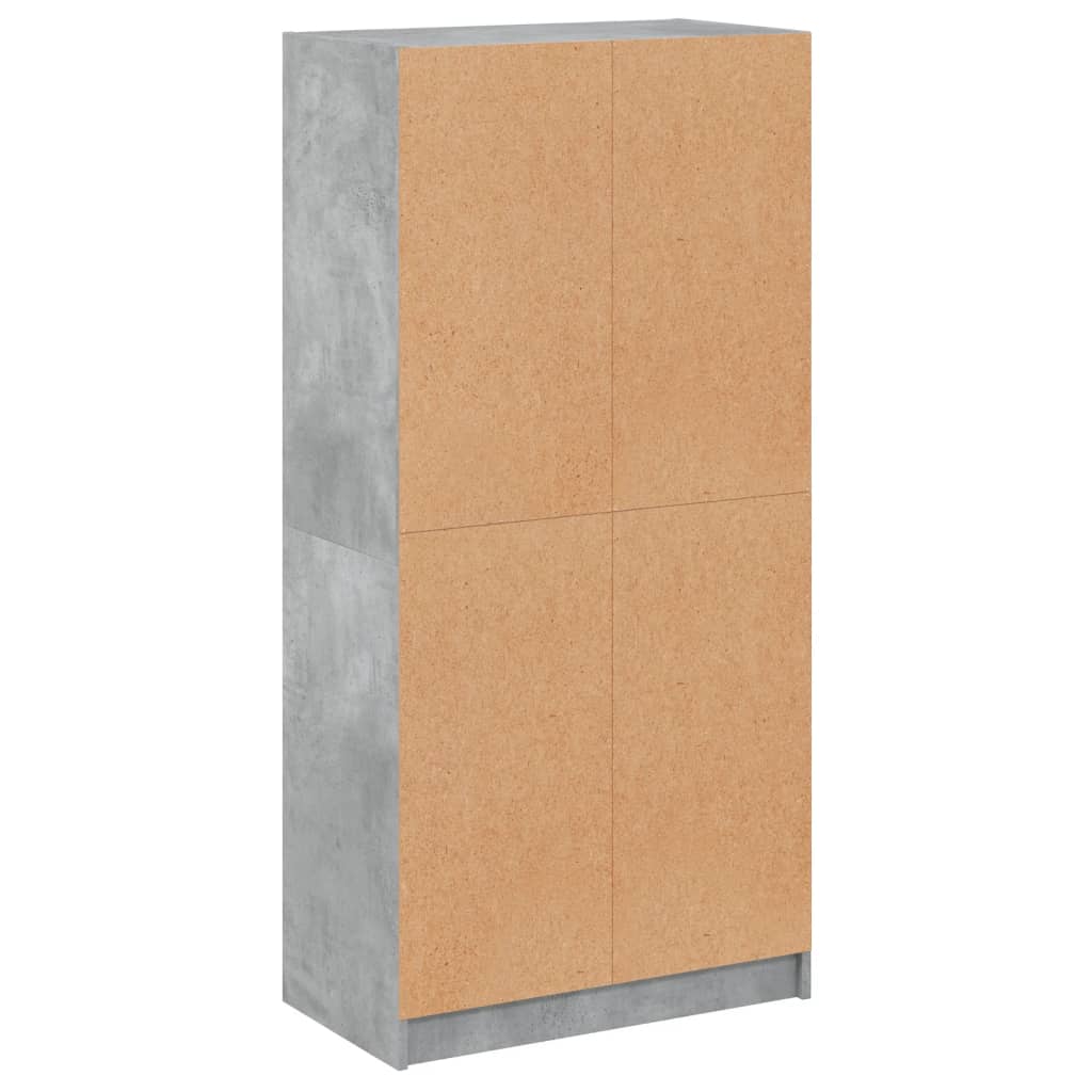 Hoge kast met deuren 68x37x142 cm bewerkt hout betongrijs