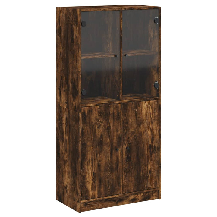 Hoge kast met deuren 68x37x142 cm bewerkt hout gerookt eiken