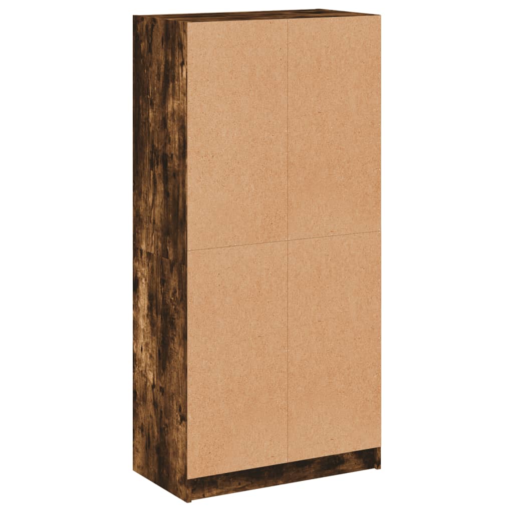 Hoge kast met deuren 68x37x142 cm bewerkt hout gerookt eiken