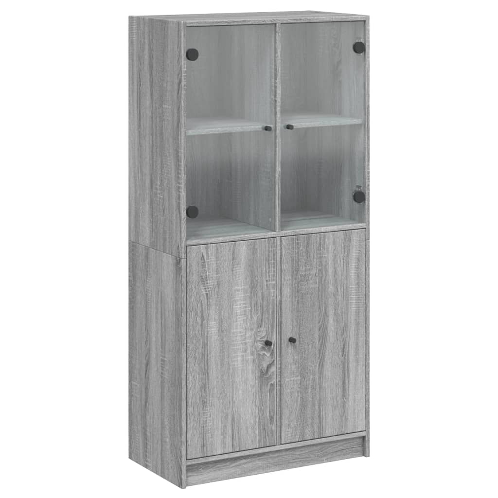 Hoge kast met deuren 68x37x142 cm bewerkt hout grijs sonoma