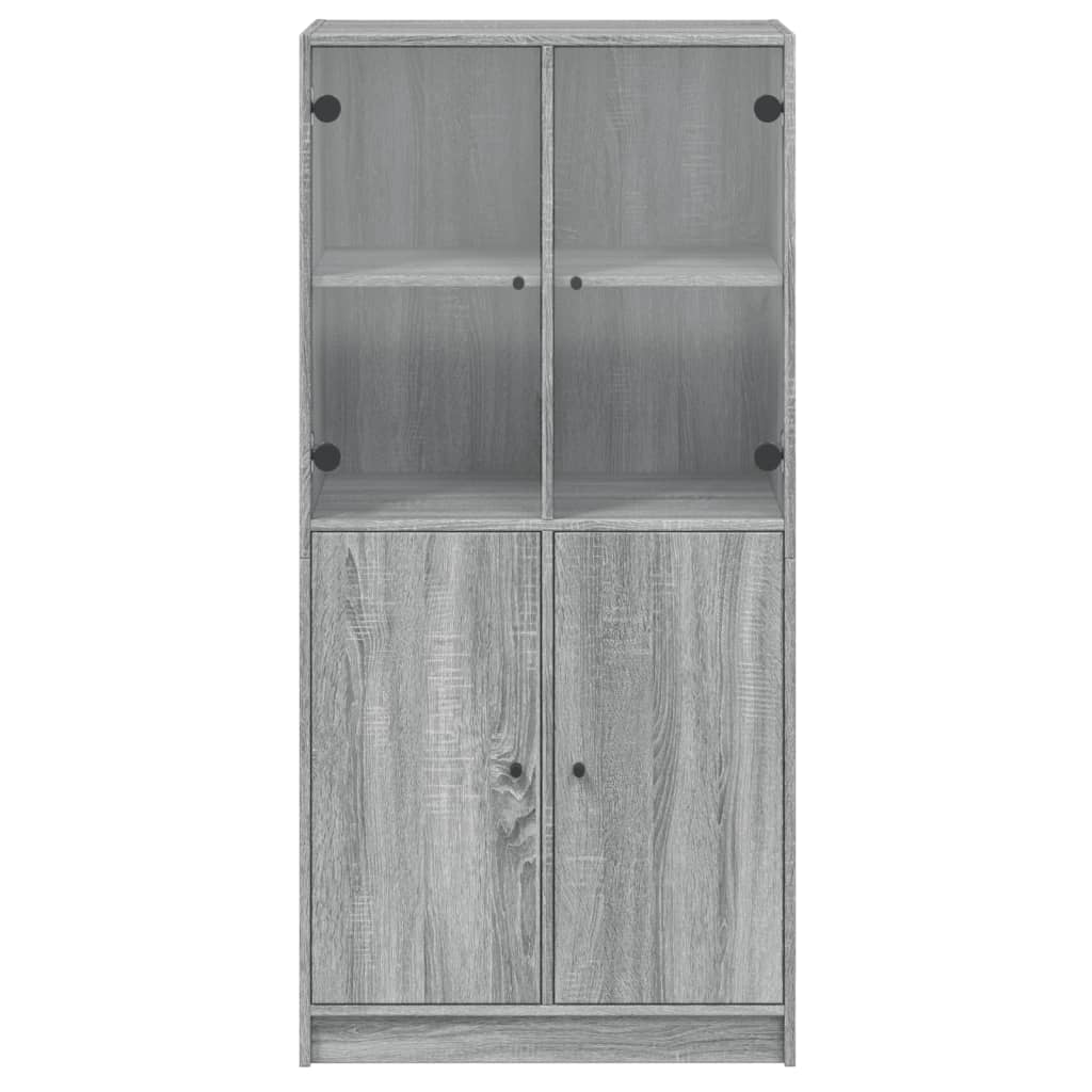 Hoge kast met deuren 68x37x142 cm bewerkt hout grijs sonoma