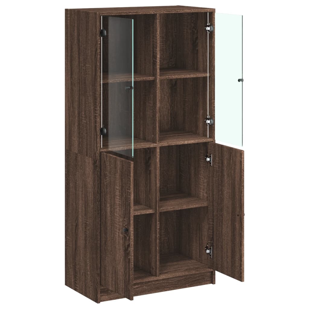 Hoge kast met deuren 68x37x142 cm bewerkt hout bruin eikenkleur