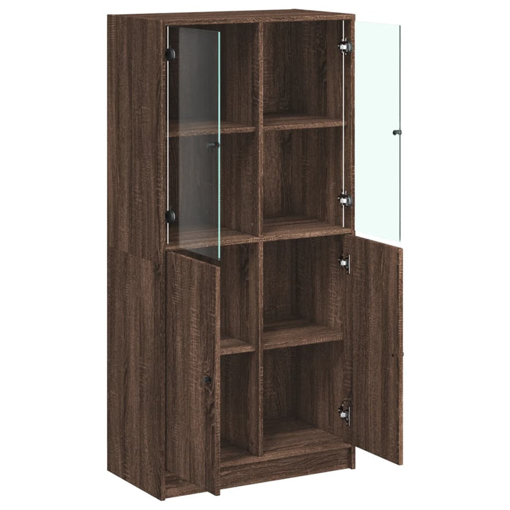 Hoge kast met deuren 68x37x142 cm bewerkt hout bruin eikenkleur