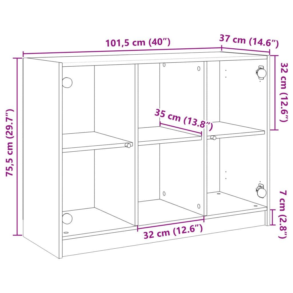 Dressoir 101,5x37x75,5 cm bewerkt hout wit