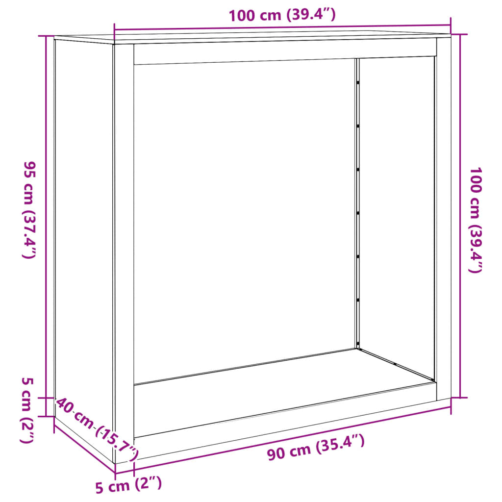 Haardhoutrek 100x40x100 cm staal wit