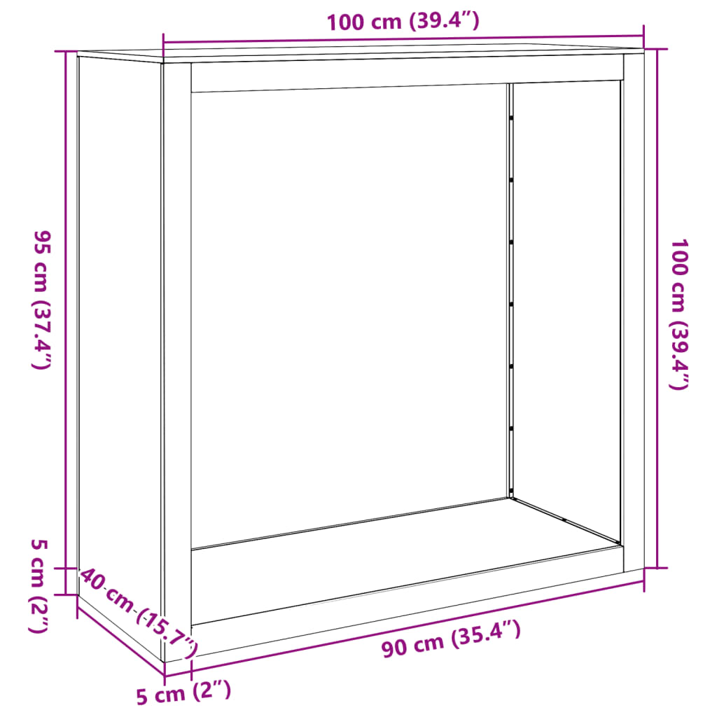 Haardhoutrek 100x40x100 cm cortenstaal