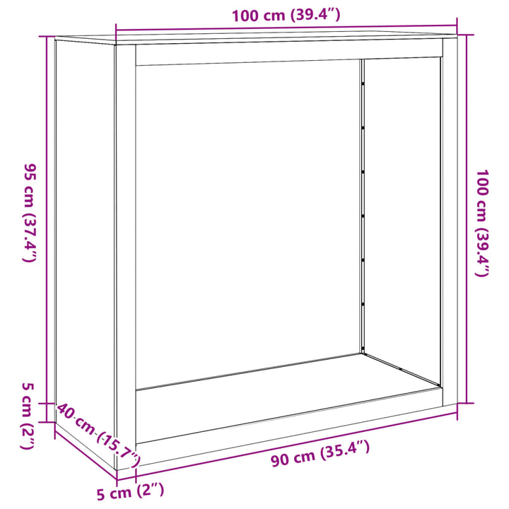 Haardhoutrek 100x40x100 cm cortenstaal