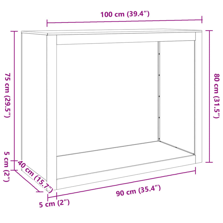 Haardhoutrek 100x40x80 cm staal zwart