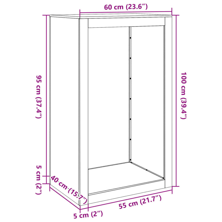 Haardhoutrek 60x40x100 cm staal zwart