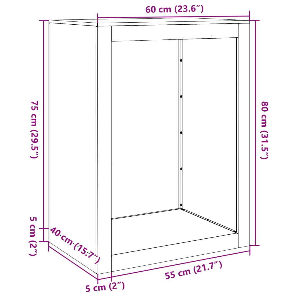 Haardhoutrek 60x40x80 cm staal zwart