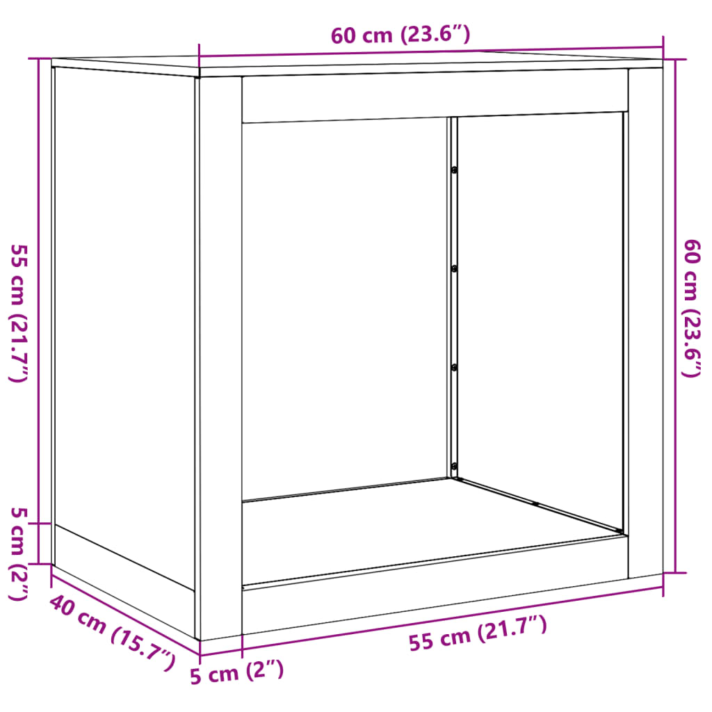 Haardhoutrek 60x40x60 cm staal zwart