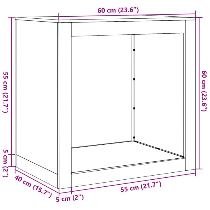 Haardhoutrek 60x40x60 cm cortenstaal