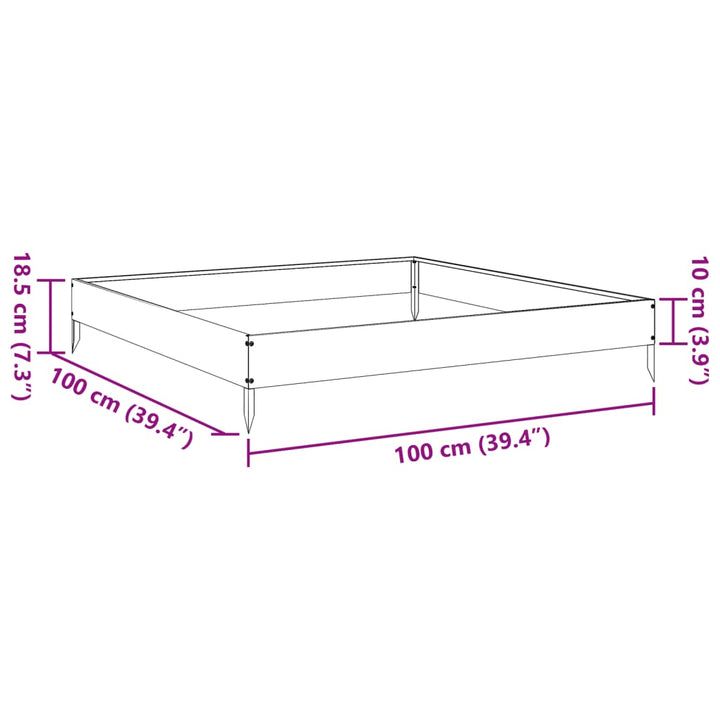 Plantenbak verhoogd 100x100x18,5 cm roestvrijstaal