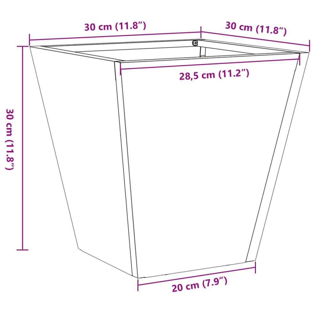 Plantenbak 30x30x30 cm staal wit